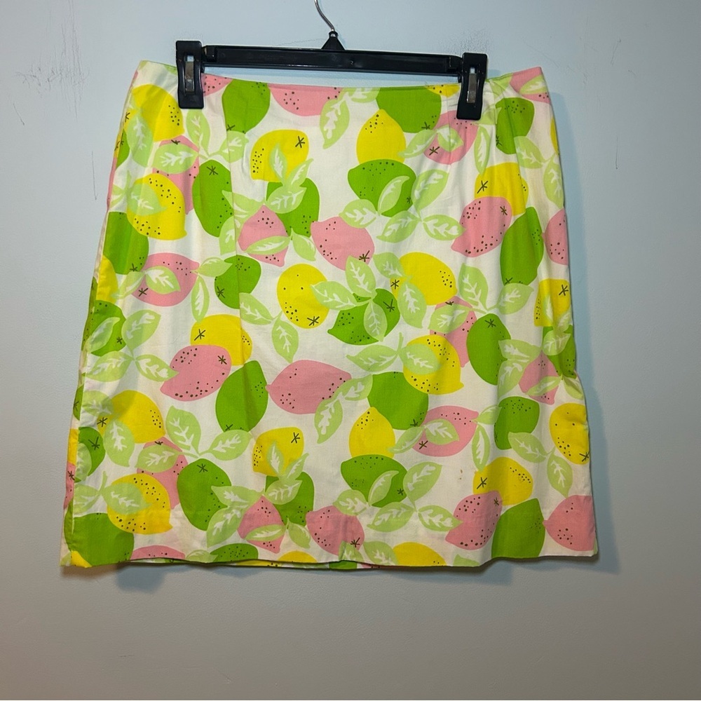 Lilly Pulitzer 100% Cotton Lemon & Lime Print Mini Skirt Size 14